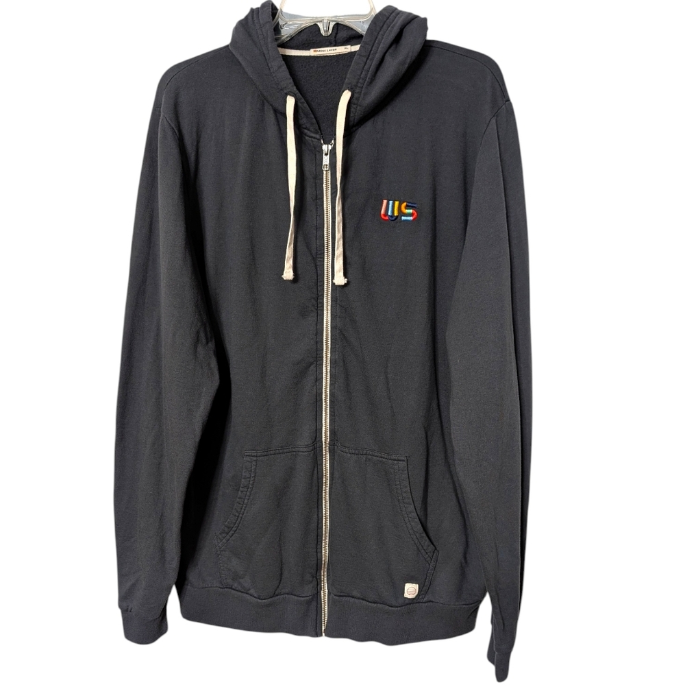 Marine Layer Men's Afternoon Hoodie Asphalt Grey Full‎ Zip Embroidered Jacket XL
